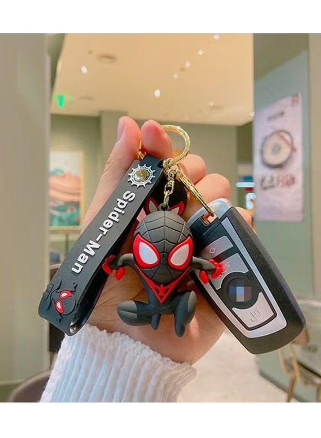 SPIDERMAN Cartoon Marvel Spiderman Keychain -Keychain Gift for Boys, Cartoon Keychains Accessories Keyring Key Purse Backpack Car Charms - Good Evil Spider-Man - Black - Image 2
