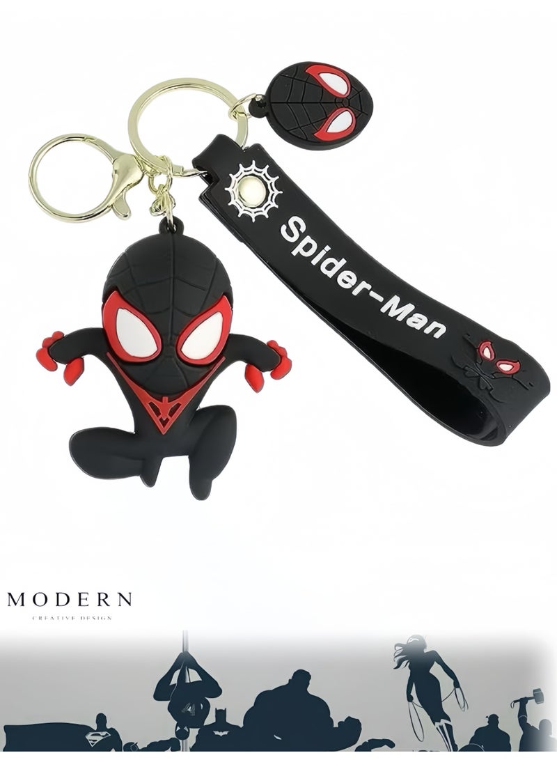 SPIDERMAN Cartoon Marvel Spiderman Keychain -Keychain Gift for Boys, Cartoon Keychains Accessories Keyring Key Purse Backpack Car Charms - Good Evil Spider-Man - Black - Image 1