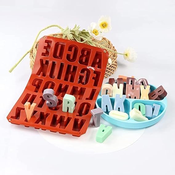 MoldBerry Silicone Alphabet Chocolate Mold Mould Cake Decoration Baking Mould Fondan Tool for Cupcake Cake Brownie Decoration Multicolor PK1 - Image 3
