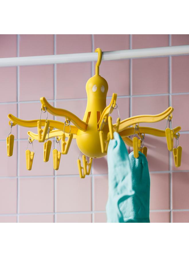 erorex Hanging Dryer 16 Clothes Pegs, Yellow - Image 3