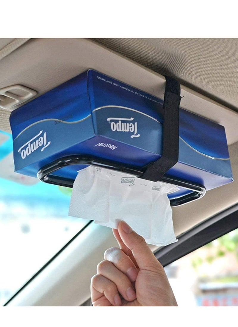 ECVV Car Tissue Paper Box Holder Auto Rear Seat Headrest Support Hold Clip Sun Visor Tissue Box Holder,Car Mount Organizer (Black)  - Image 1