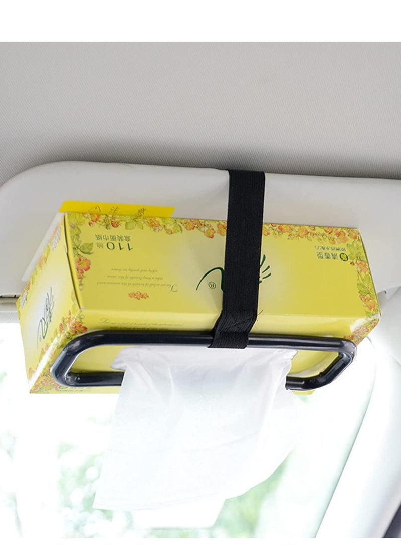 ECVV Car Tissue Paper Box Holder Auto Rear Seat Headrest Support Hold Clip Sun Visor Tissue Box Holder,Car Mount Organizer (Black)  - Image 2