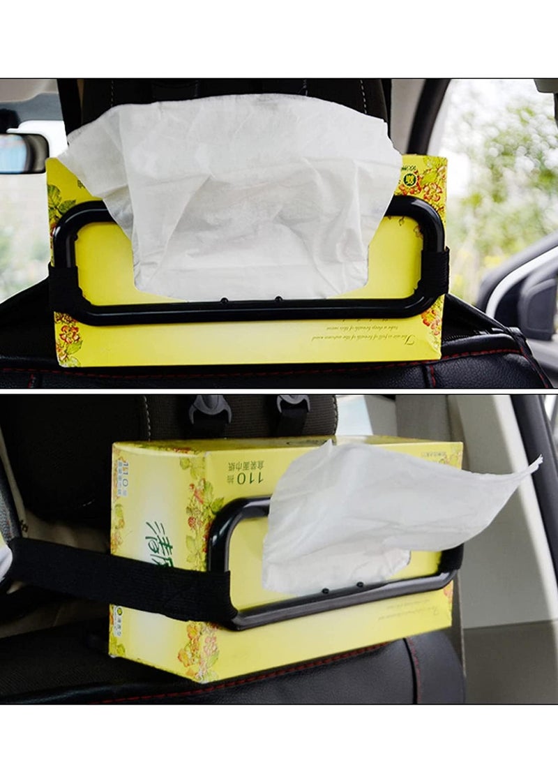 ECVV Car Tissue Paper Box Holder Auto Rear Seat Headrest Support Hold Clip Sun Visor Tissue Box Holder,Car Mount Organizer (Black)  - Image 3