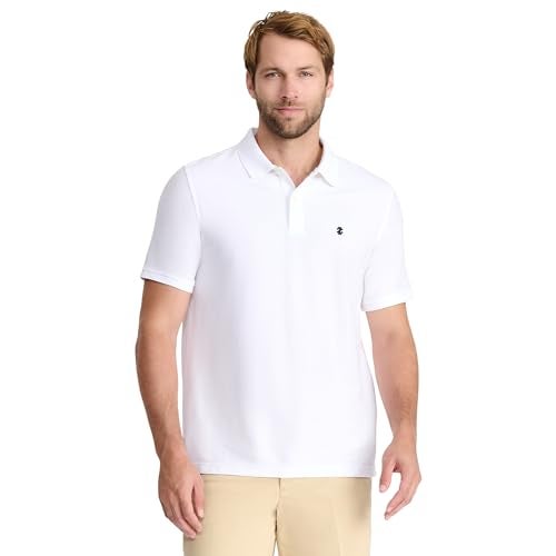 IZOD Men's Advantage Performance Short-Sleeve Polo Shirt, Bright White, Small - Image 1