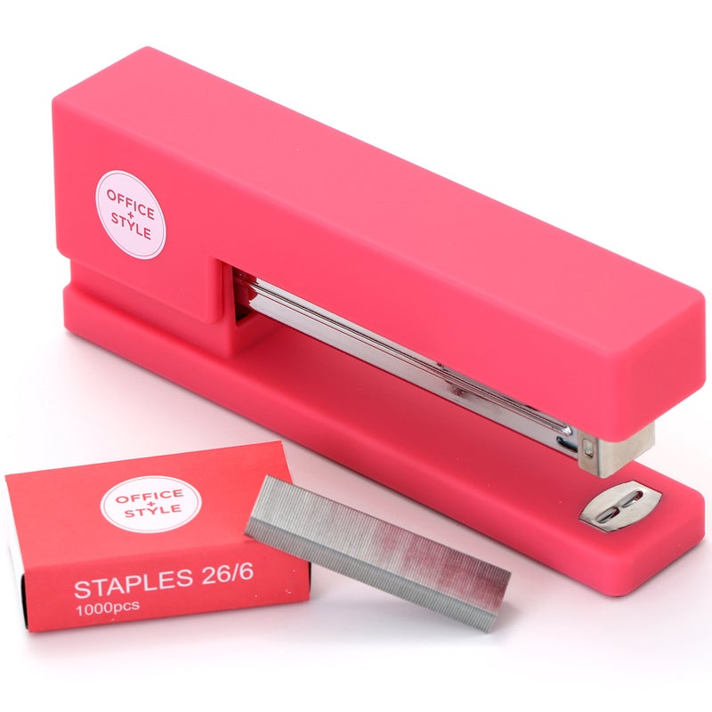 Office Style Precision Jam-Free Full Strip Non-Skid Stapler, Pink - Image 1