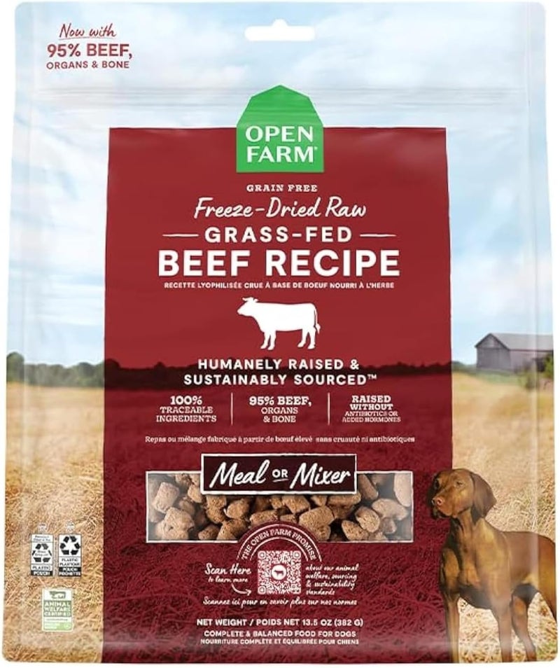 Open Farm Freeze-Dried Raw Grass-Fed Beef Recipe Dog Food - 13.5 oz - Image 1
