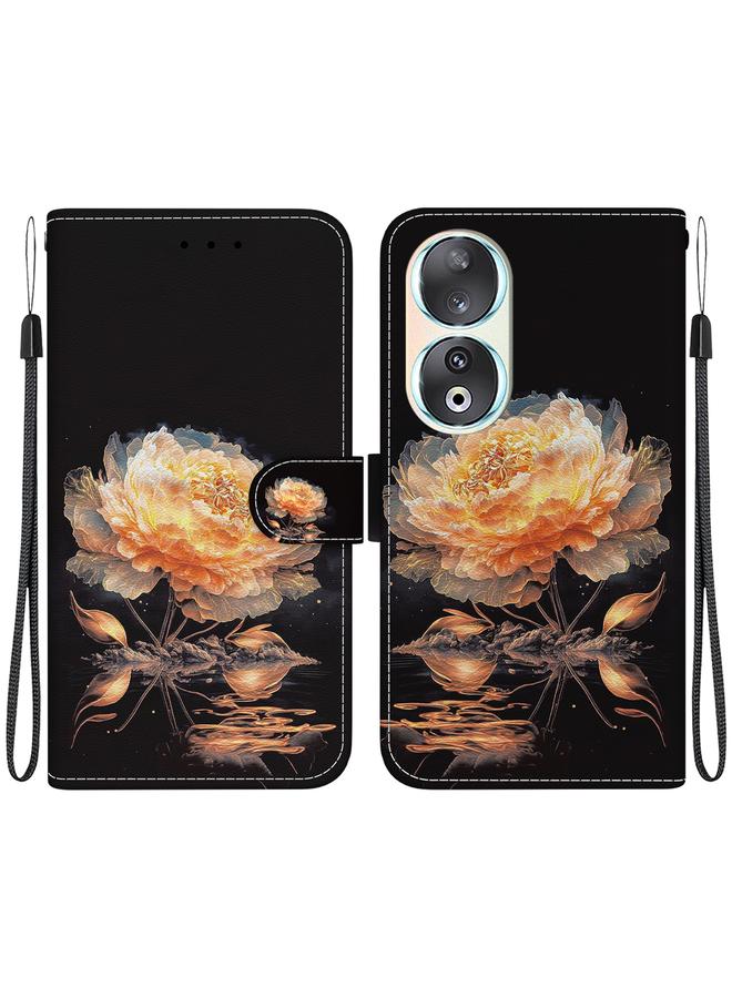 اس-توب جراب هاتف جلدي برسومات ملونة وملمس كريستالي لهاتف Honor 90 - Image 1