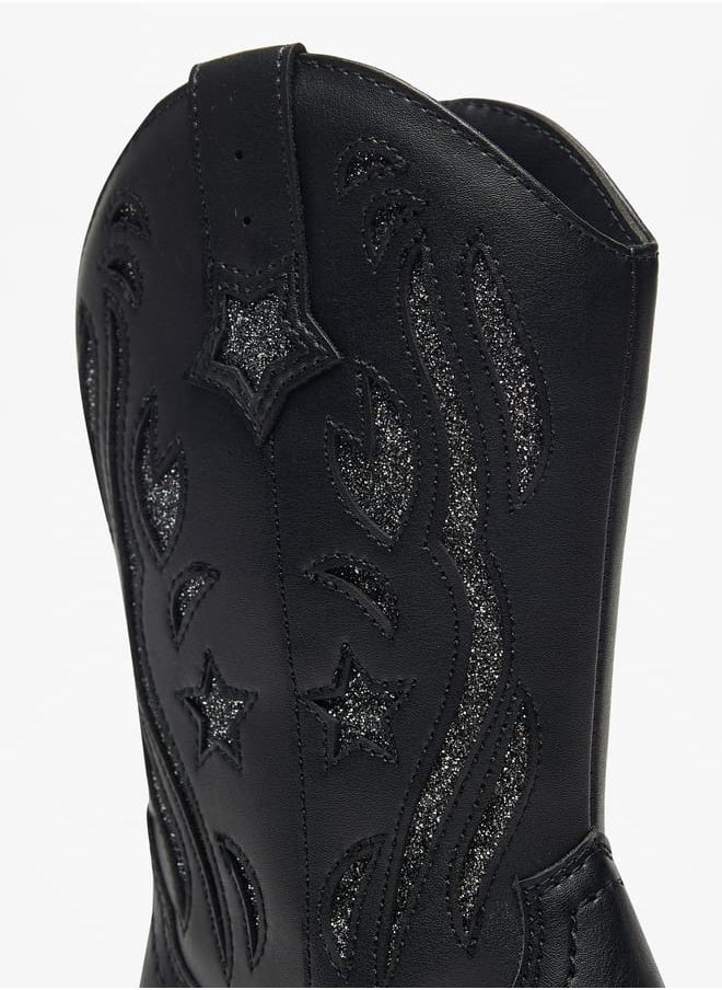 Little Missy Glitter Embellished Boots with Zip Closure  - Image 5