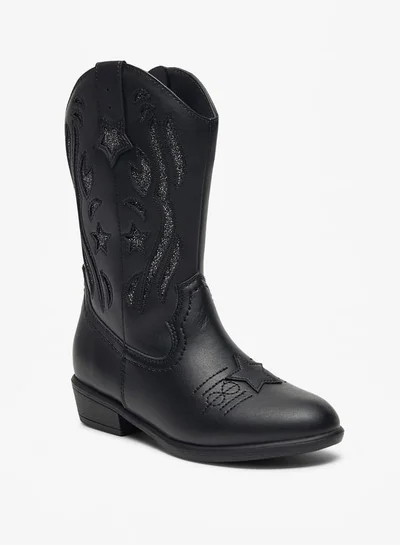 Little Missy Glitter Embellished Boots with Zip Closure