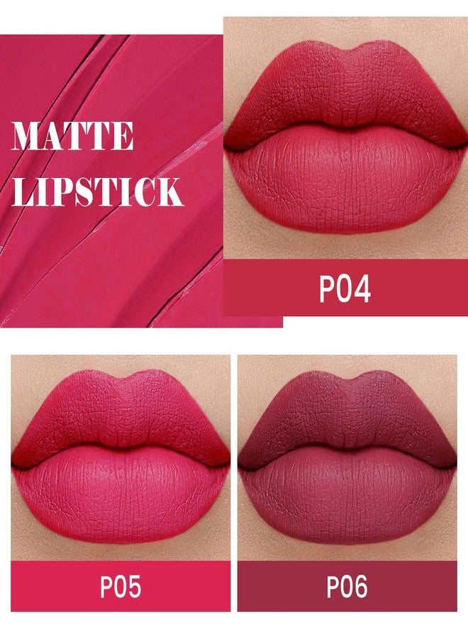evpct 3Pcs Plum Purple Rose Red Mauve Matte Lipstick Pack Sets for Women Silky Velvet Lipstick Matte Long Lasting Smudge Proof Lipstick Lip Stain Makeup Set Kit matte lipstick 24 hours original 04 - Image 2