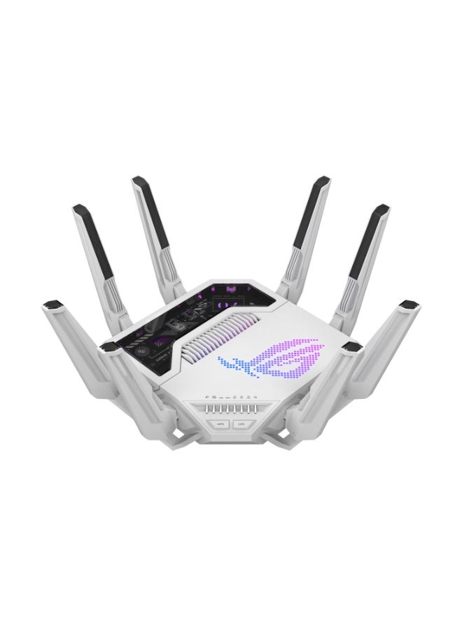 ASUS ROG Rapture GT-BE19000AI WiFi 7 Tri-Band Gaming Router, Up to 19Gbps, AI-Powered NPU, 6GHz Band, 320MHz Channels, 10G + 2.5G Multi-Gig Ports, AI Game Boost, AiProtection Pro, AiMesh, Docker Support, White | 90IG09S0-MO9A0V white - Image 1