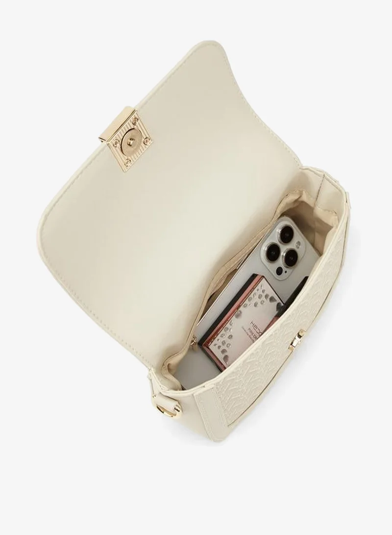 Flora Bella By Shoexpress beige Monogram Print Crossbody Bag With Detachable Strap for Women | Best Price UAE