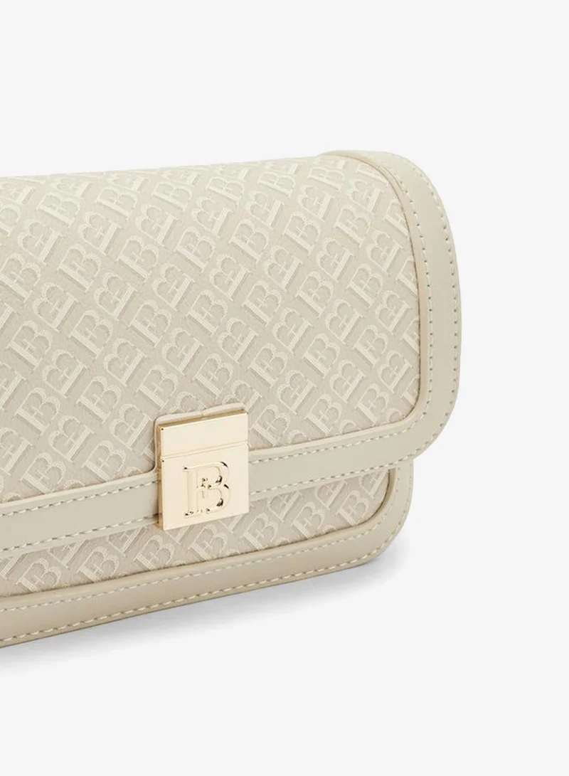 Flora Bella By Shoexpress beige Monogram Print Crossbody Bag With Detachable Strap for Women | Best Price UAE