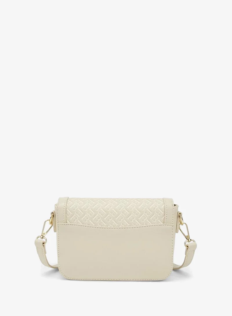 Flora Bella By Shoexpress beige Monogram Print Crossbody Bag With Detachable Strap for Women | Best Price UAE