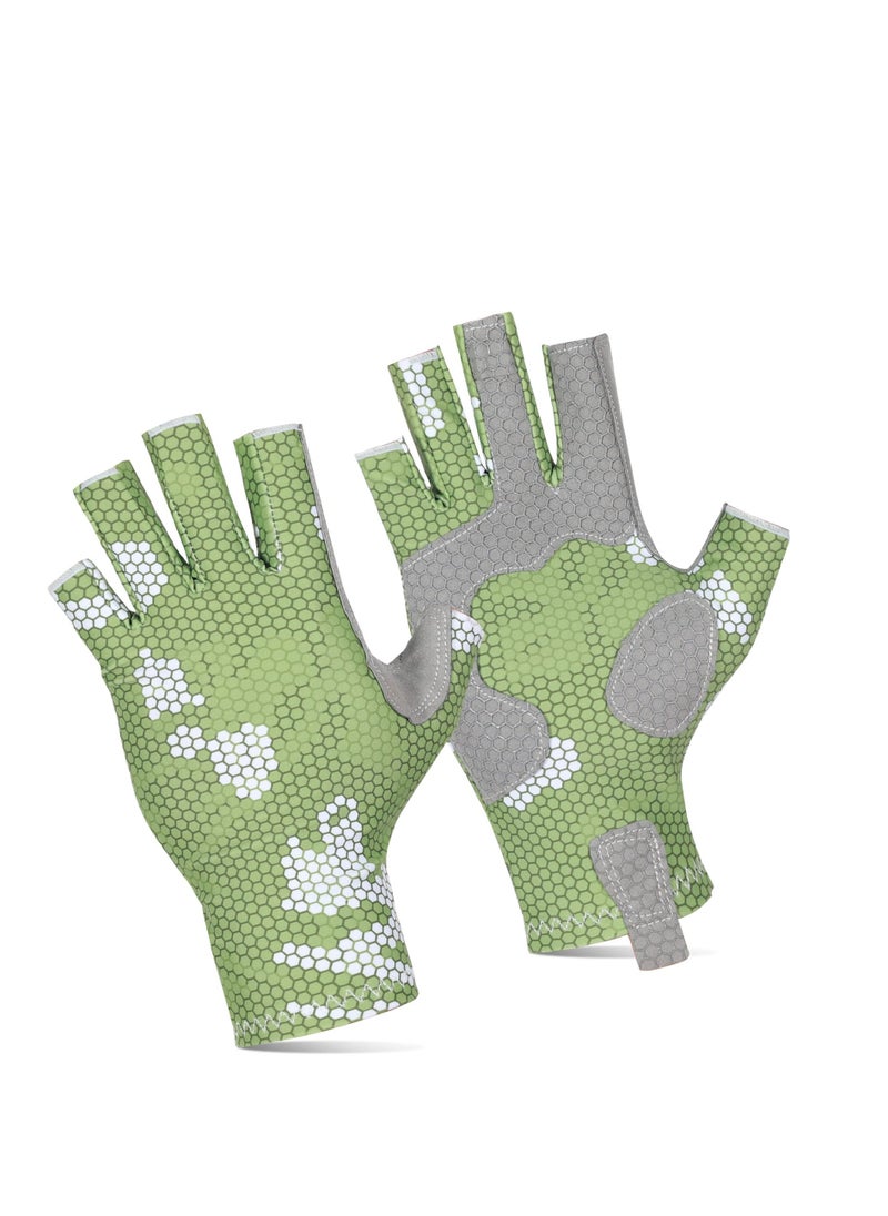 SYOSI Camouflage Fishing Gloves with Silicone Anti-Slip Design - Comfortable, Breathable Fishing Gloves with Sun Protection( L-XL)  - Image 1