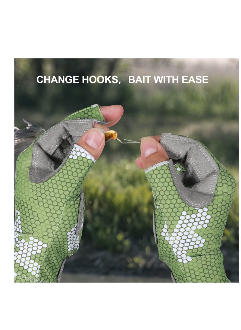 SYOSI Camouflage Fishing Gloves with Silicone Anti-Slip Design - Comfortable, Breathable Fishing Gloves with Sun Protection( L-XL)  - Image 3