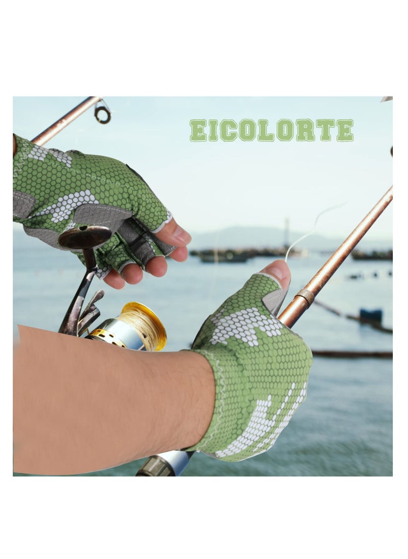 SYOSI Camouflage Fishing Gloves with Silicone Anti-Slip Design - Comfortable, Breathable Fishing Gloves with Sun Protection( L-XL)  - Image 2
