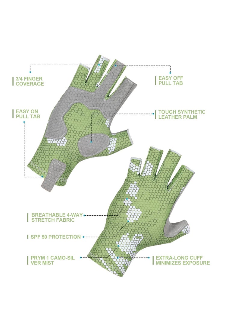 SYOSI Camouflage Fishing Gloves with Silicone Anti-Slip Design - Comfortable, Breathable Fishing Gloves with Sun Protection( L-XL)  - Image 4