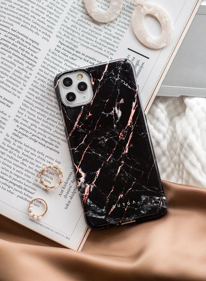 BURGA Luxury Gold Glitter Marble Phone Case Compatible with iPhone 14 Pro MAX  Double Layer Silicone Protective Case Rose Gold Marble