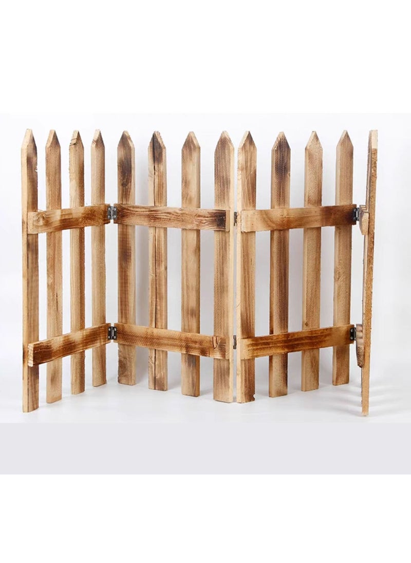 LINGWEI Wooden Fence Garden Edging Border Brown 160x50cm  - Image 1