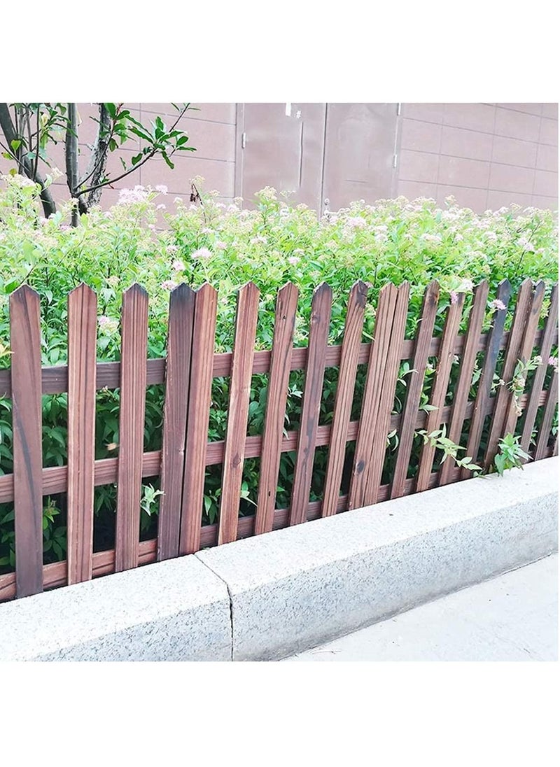 LINGWEI Wooden Fence Garden Edging Border Brown 160x50cm  - Image 2