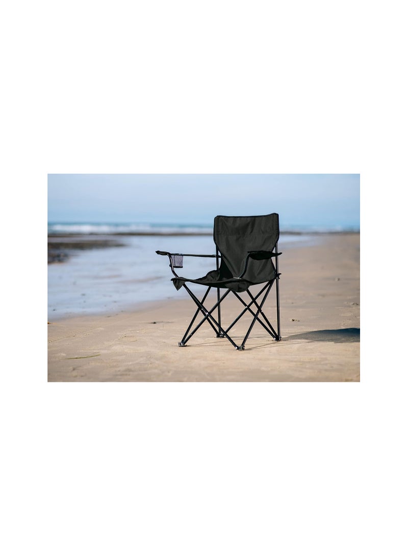 XICEN Portable Camping Chair ,Foldable Beach Garden Chair with Cup Holder and Storage handbags for Camping, Sports, Outdoors, Lawn (Black) - Image 2