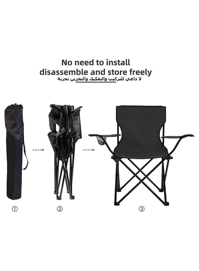 XICEN Portable Camping Chair ,Foldable Beach Garden Chair with Cup Holder and Storage handbags for Camping, Sports, Outdoors, Lawn (Black) - Image 3