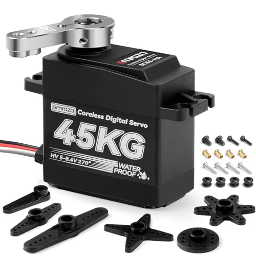 Smraza 45KG Servo Motor Steering High Torque for RCSmraza HV 84V Coreless Waterproof Digital Servo Stainless Steel Gear Compatible with RC 110 18 Car Truck CrawlerRobotBoat with 25T Servo Horn270 - Image 1