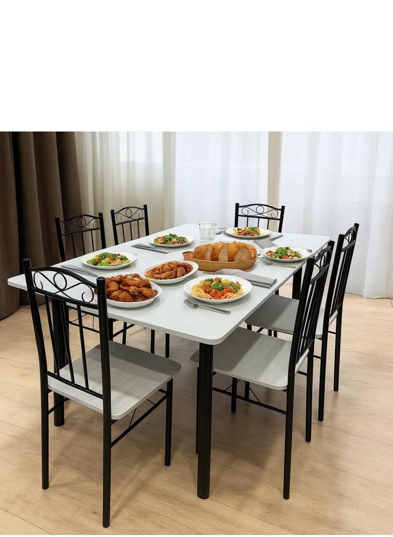 KRESLO Stylish Metal Dining Table Set - 6 Chairs - Image 1