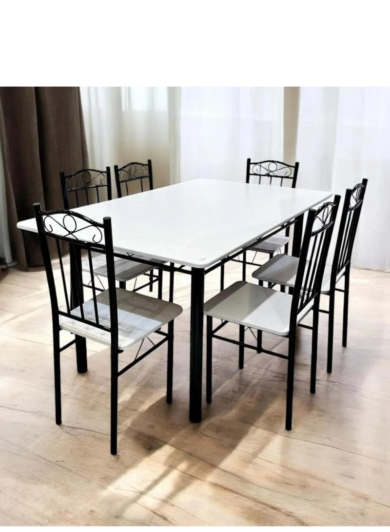 KRESLO Stylish Metal Dining Table Set - 6 Chairs - Image 2
