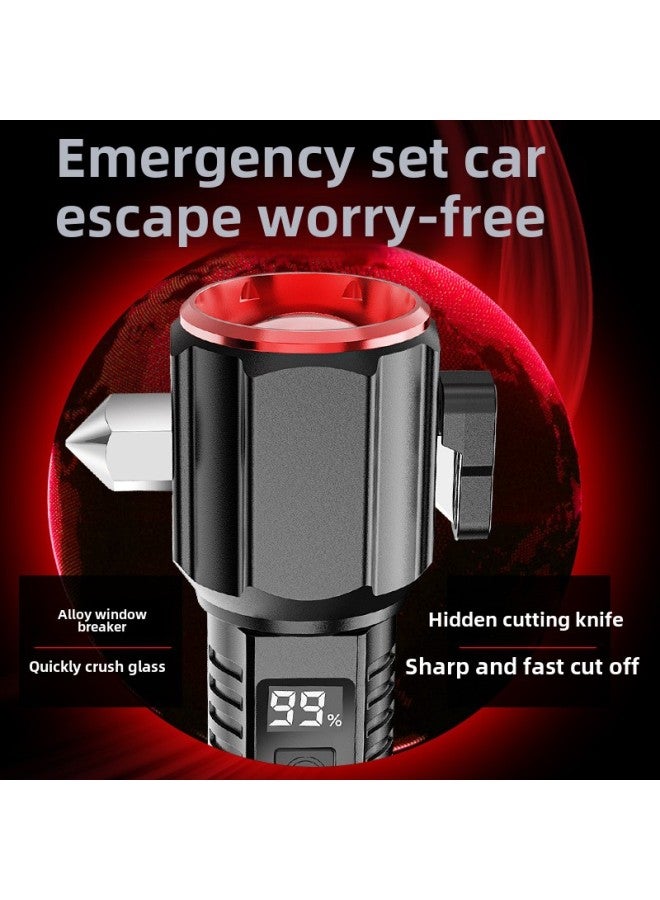 Flashlight Car Emergency Work Fire Rescue Escape Safety Hammer Strong Light Multi-function Flashlight-Color:P50 Lamp Beads [color Box Packaging Data Cable Tail Belt] A 18650 Battery  - Image 3