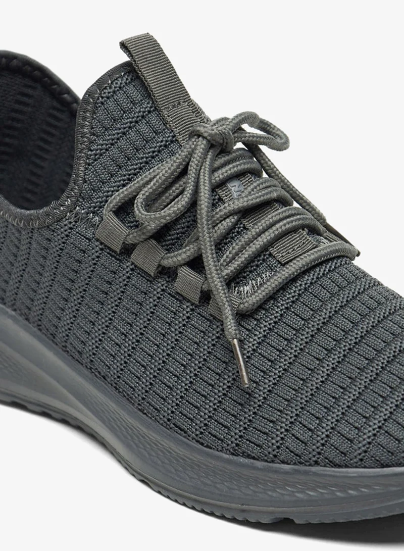 Oaklan by Shoexpress GREY Mesh Textured Shoes with Lace-Up Closure for Men | Best Price UAE
