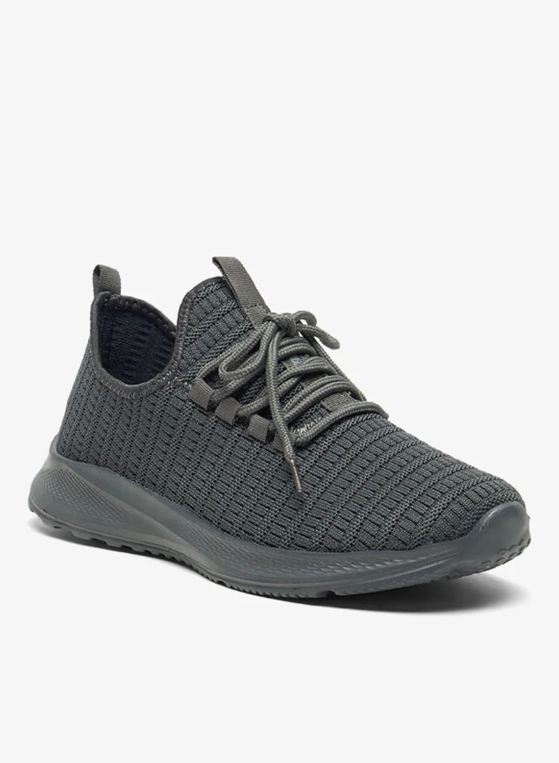 Oaklan by Shoexpress GREY Mesh Textured Shoes with Lace-Up Closure for Men | Best Price UAE