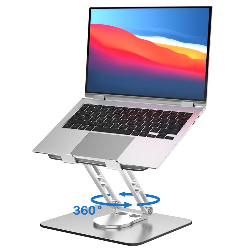 GleYo Laptop Stand for Desk Adjustable Computer Stand with 360 Rotating Base Ergonomic Laptop Riser Mount for Desk Foldable Protable Computer Desk Fits with MacBook Pro Air, Rectangle - Image 1
