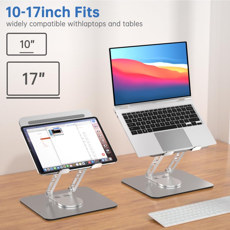 GleYo Laptop Stand for Desk Adjustable Computer Stand with 360 Rotating Base Ergonomic Laptop Riser Mount for Desk Foldable Protable Computer Desk Fits with MacBook Pro Air, Rectangle - Image 4