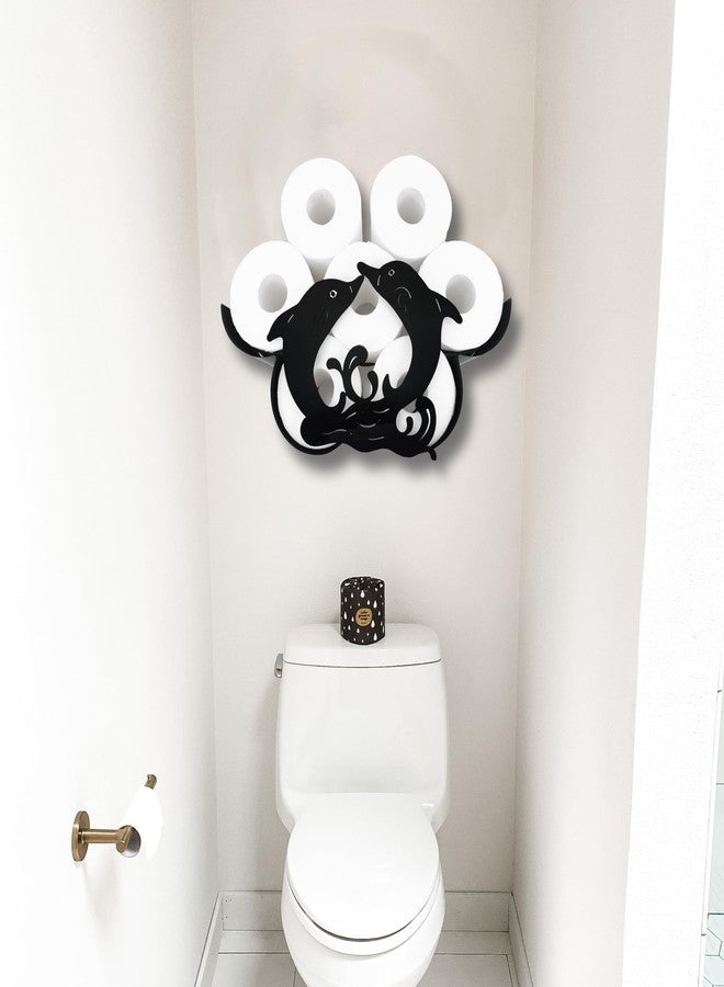 Euiroet Dolphin Wall-Mounted Toilet Paper Holder: Stylish Bathroom Storage for 8 Rolls, Decorative Metal Design, Corrosion Resistant, Easy to Assemble, Space-Saving & Whimsical Dolphin Accent - Image 4