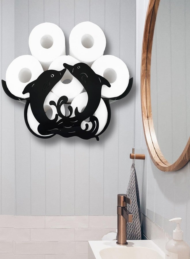 Euiroet Dolphin Wall-Mounted Toilet Paper Holder: Stylish Bathroom Storage for 8 Rolls, Decorative Metal Design, Corrosion Resistant, Easy to Assemble, Space-Saving & Whimsical Dolphin Accent - Image 2
