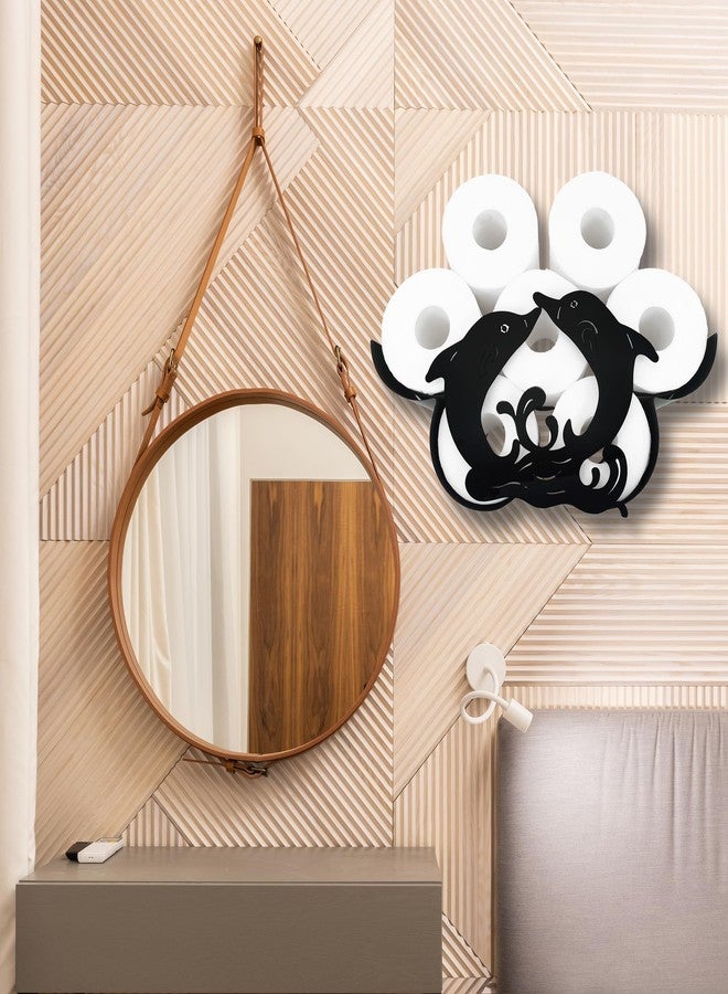 Euiroet Dolphin Wall-Mounted Toilet Paper Holder: Stylish Bathroom Storage for 8 Rolls, Decorative Metal Design, Corrosion Resistant, Easy to Assemble, Space-Saving & Whimsical Dolphin Accent - Image 5