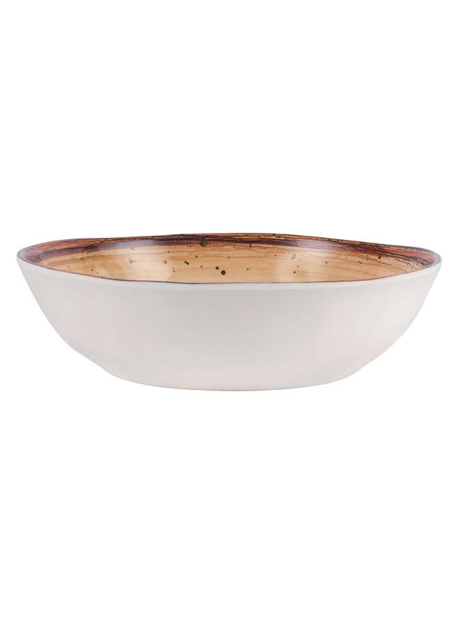 Royalford 7.5" Fine Stone Melamineware Serving Bowl RF12379 White Bowl with Elegant Brown Print, Non-Toxic and Hygienic Food-Grade Material, Dishwasher Safe Multicolor 8inch - Image 3