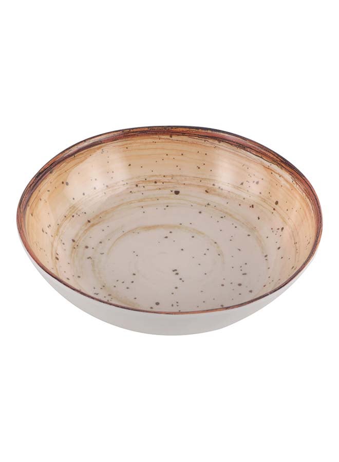 Royalford 7.5" Fine Stone Melamineware Serving Bowl RF12379 White Bowl with Elegant Brown Print, Non-Toxic and Hygienic Food-Grade Material, Dishwasher Safe Multicolor 8inch - Image 2
