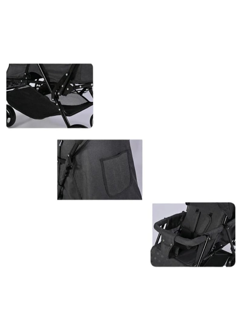 عربة أطفال قابلة للطي مع مقعدين قابلين للتعديل باللون الأزرق السماوي - Image 5