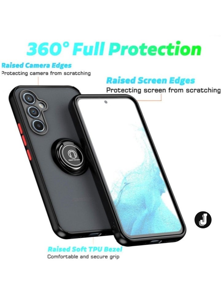 JAJEEK "Shockproof Galaxy A54 5G Case with Metal Ring Kickstand – Magnetic Car Mount Holder, Matte Hard Back Bumper Cover (Green/Grey)" - Image 4