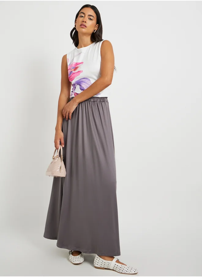ستايلي Floral Print Sleeveless Round Neck Top