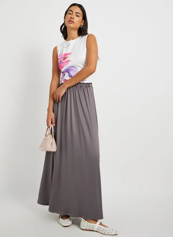 تايك تو بلوزة بدون أكمام بطبعة زهور ورقبة دائرية