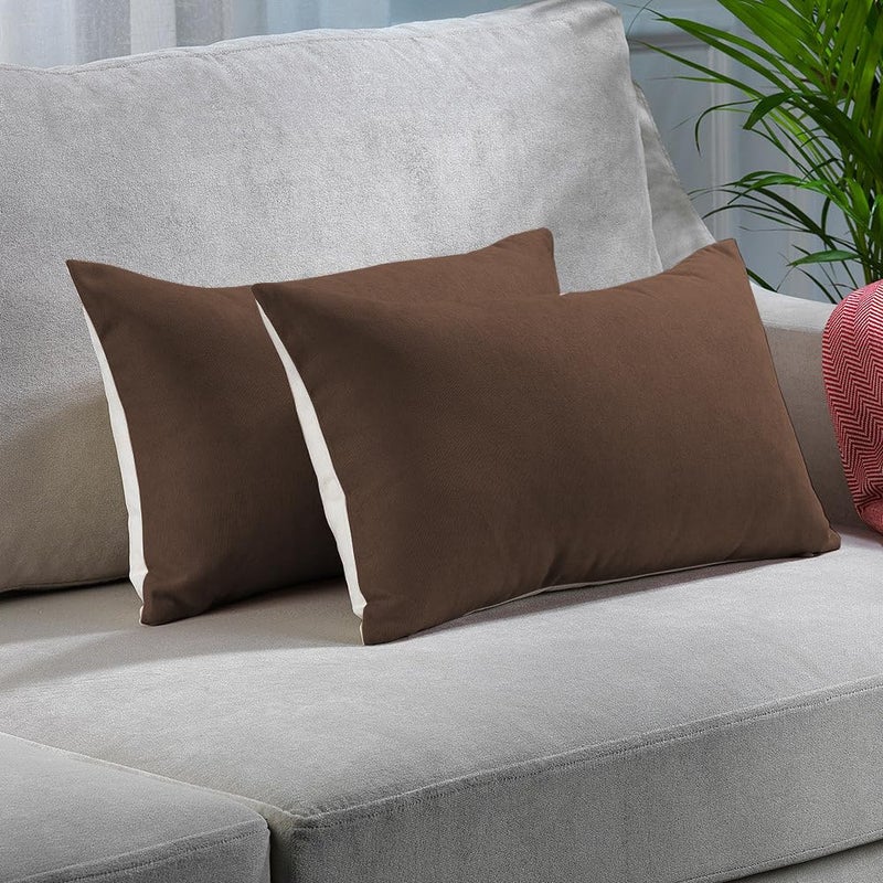 Texlux Microfiber Reversable Pillow Set of 2 for Sleeping 17 Inch X 27 Inch - Brown White - Image 1