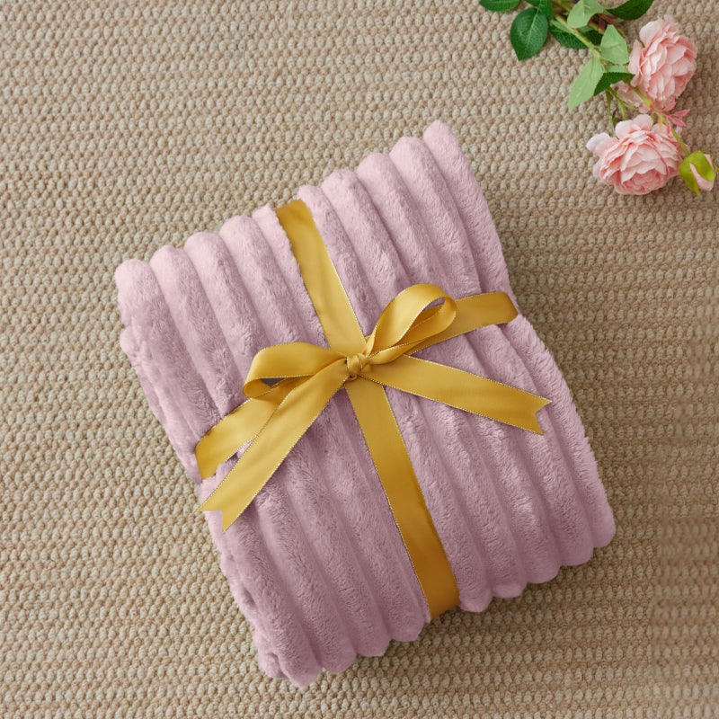 BEDELITE Fleece Throw Blanket for Couch - 300GSM Soft & Warm Fluffy Berry Purple Blanket  Decorative and Giftable Striped Blankets for Women  Men  50""x60"" - Image 2