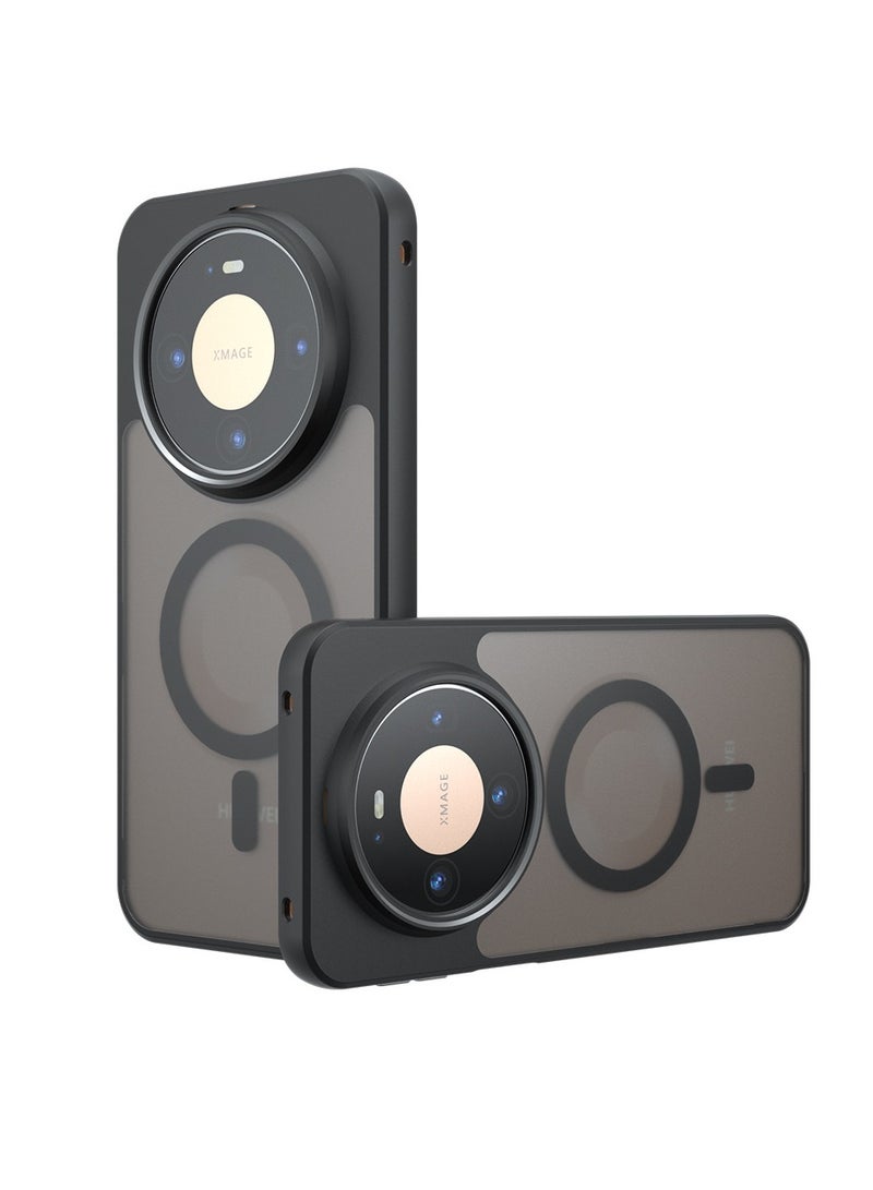 general Magnetic Protective Case Compatible with Huawei Mate80Pro Matte Semi-Transparent Black Case with Anti-Yellowing Safety Airbag Protection PC + TPU Shock-Absorbing Protective Cover - Image 1