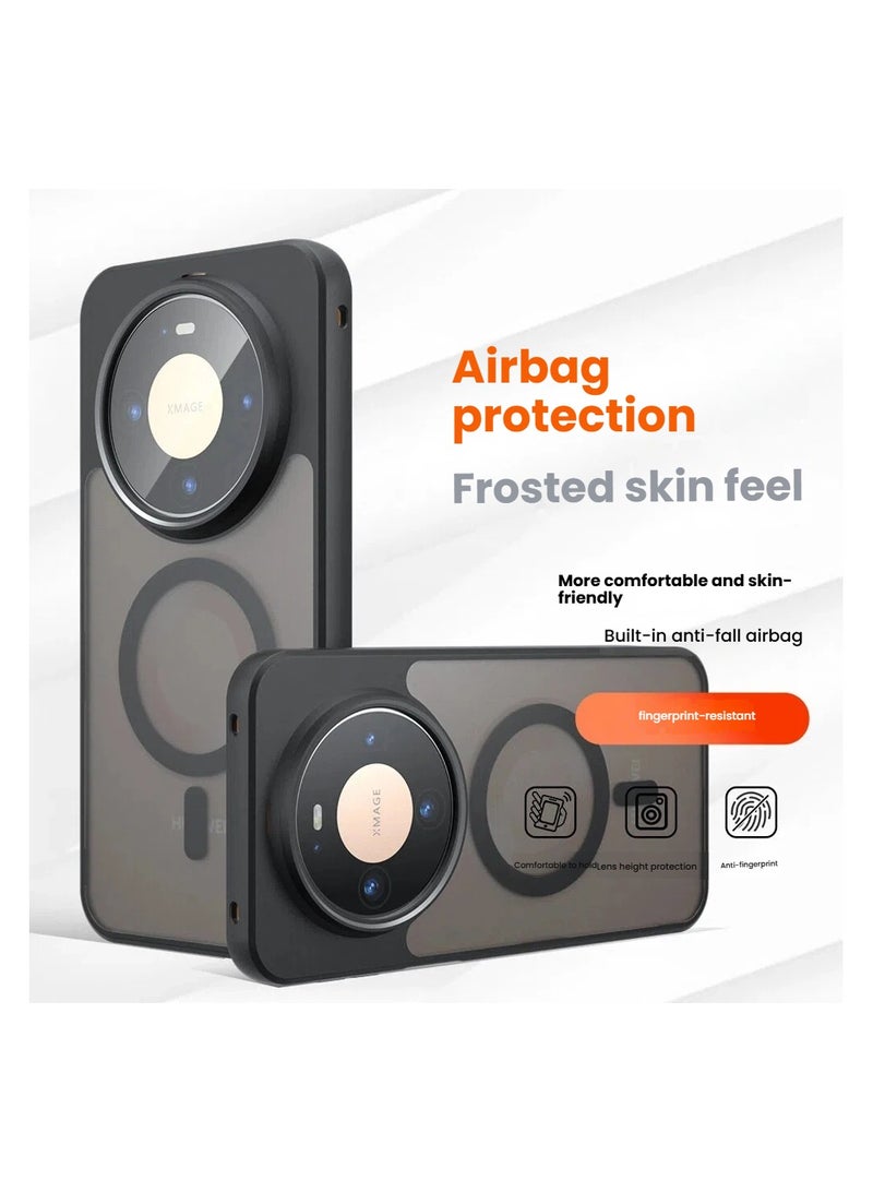 general Magnetic Protective Case Compatible with Huawei Mate80Pro Matte Semi-Transparent Black Case with Anti-Yellowing Safety Airbag Protection PC + TPU Shock-Absorbing Protective Cover - Image 4