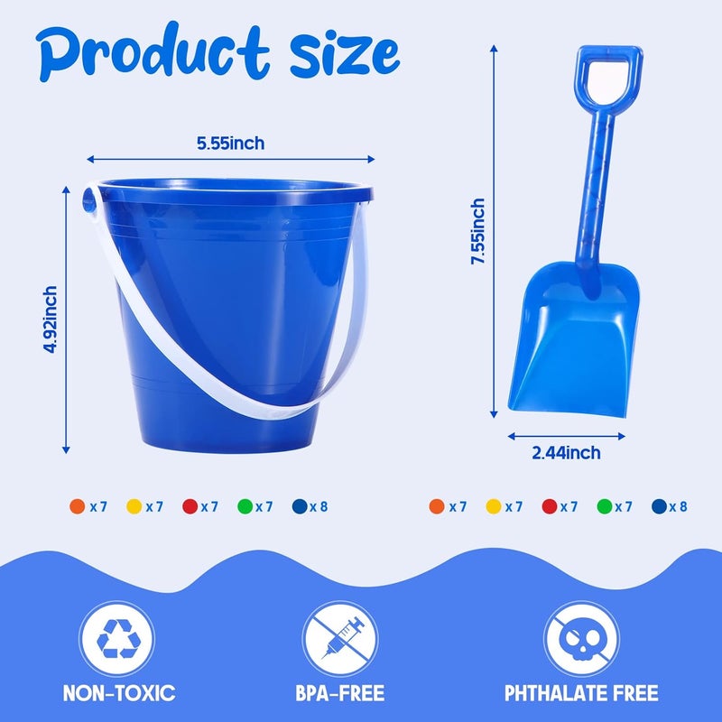 Woanger Set of 36 Beach Pails Buckets and Shovels  5 Inch Sand Play Set  Colorful Plastic Beach Buckets  Sand Castle Kit for Boys and Girls Birthday Party Favor - Image 2