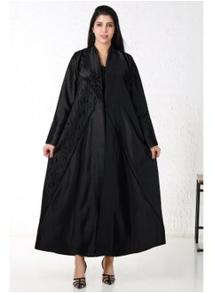 Black abaya with embroidery and floral fabric